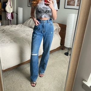 HIGH RISE FULL LENGTH WIDE LEG JEANS